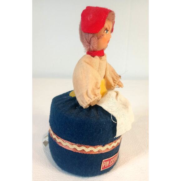Vintage Pin Cushion Doll Maid with Tape Measure 5" Collectible Pin Cushion - Picture 2 of 8